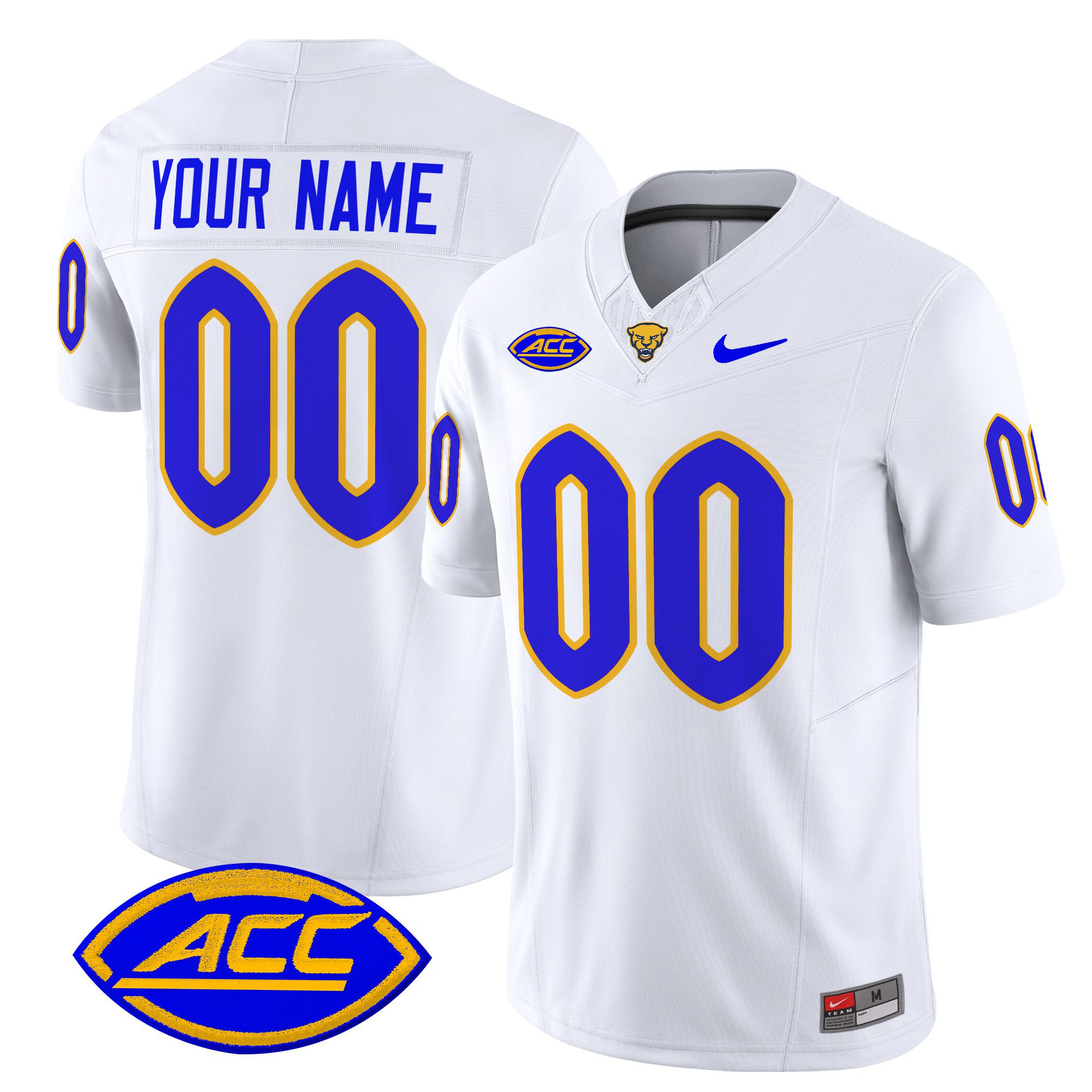 Men Pittsburgh Panthers White Nike 2024 Vapor Limited Custom NCAA Jersey